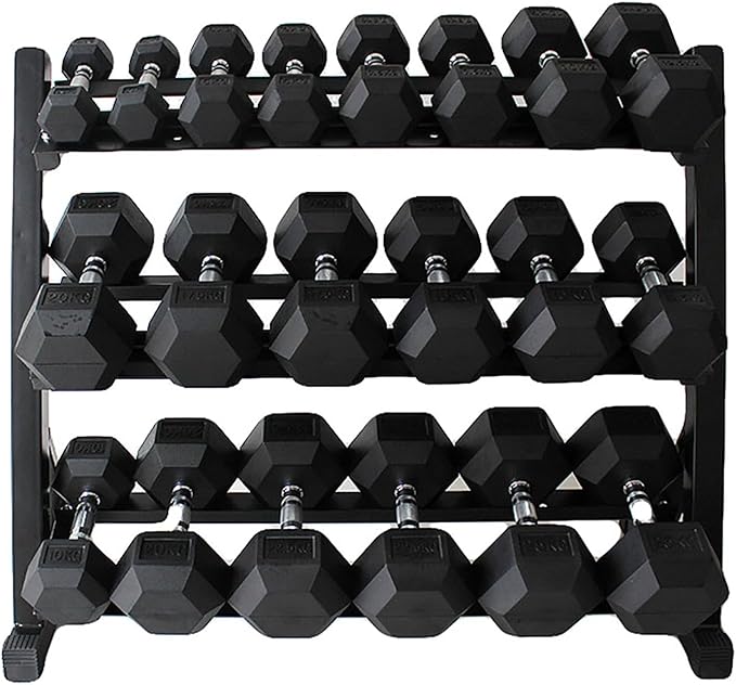 220-550 lbs Rubber Hex Dumbbells with Rack Free Weight for Home Gym, Durable Rubber Dumbbell with Storage,Coated Cast Iron Weight Strength Training Dumb bell Exercise Fitness Equipment
