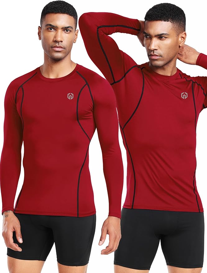 NELEUS 4 Pack Men's Workout Long Sleeve Shirts Compression Dry Fit Muscle Tops