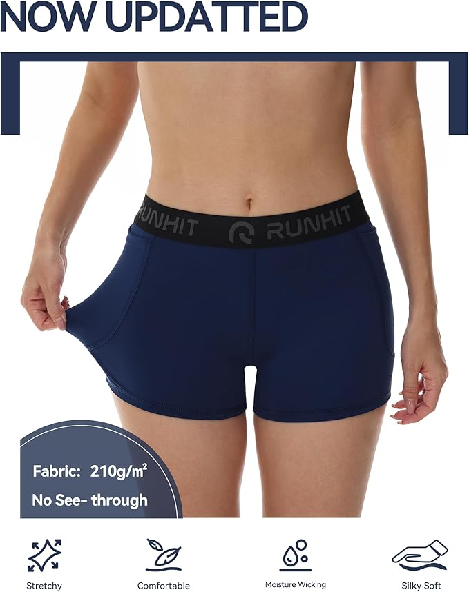 Runhit 3" Volleyball Shorts Womens 3 Pack Compression Shorts for Women Spandex Shorts Women Workout Athletic Yoga Gym