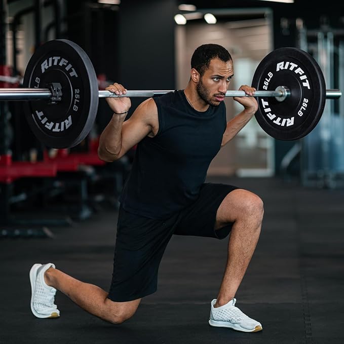RITFIT 7FT Olympic Barbell for Strength and Weightlifting Training - 2 Inch Olympic Bar for Squat, Deadlift, Bench Press, Curl, Overhead Press - 600lbs/1000lbs/1200lbs Capacity