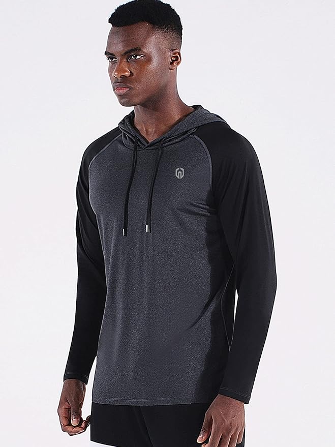 NELEUS Men's Dry Fit Athletic Shirt Workout Running Long Sleeve Shirts with Hoods