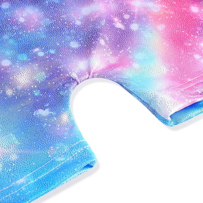 Leotards for Girls Gymnastics Toddler Dance Biketards Mermaid Unicorn Athletic Dance Wear Shiny Rainbow Blue Hotpink