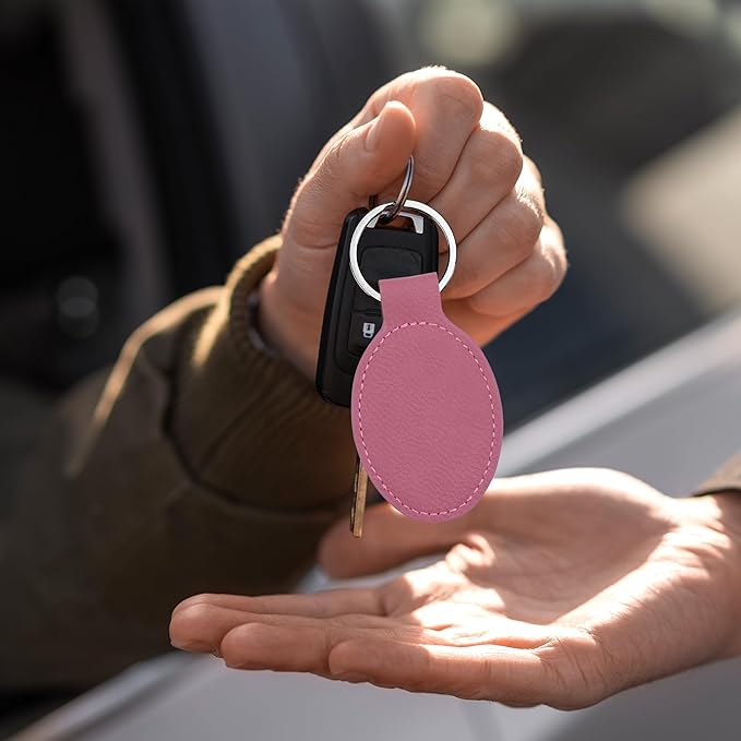 LaserGram Oval Keychain, Baseball Ball, Personalized Engraving Included (Pink)
