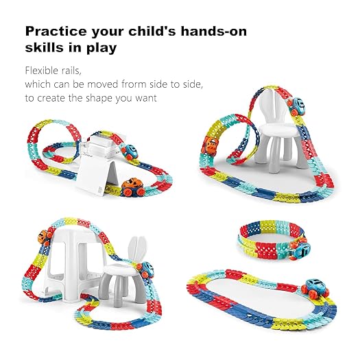 230 pcs Car Track Set Race Toys for Kids Christmas Boys Kids Birthday Toys, Flexible Changeable Magic Race Car Track for 3 4 5 6 7 8 9 10 12+Year Old Boys Girls