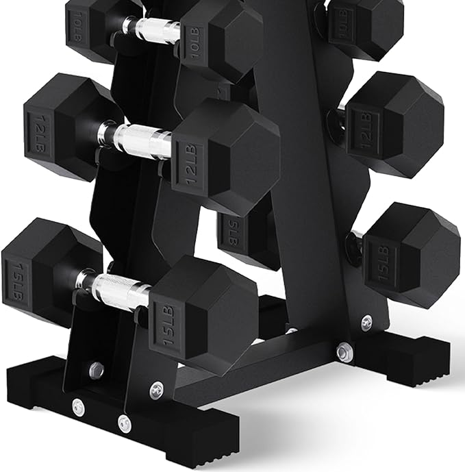 BalanceFrom Premium Rubber Encased Hex Dumbbell Sets, 46LBS Set, 60LBS Set, 100LBS Set