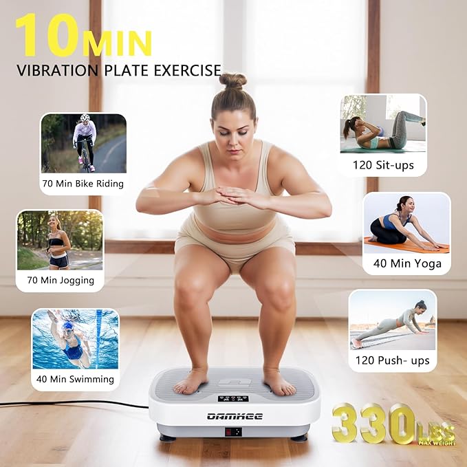 Vibration Plate Exercise Machine, 9 Modes Vibrating Platform for Lymphatic Drainage, 3D Upgraded Vibrated Plates for Weight Loss, Home Full Body Workout Equipment for Fitness
