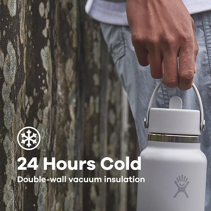 Hydro Flask Water Bottle - Insulated Stainless Steel - Wide Mouth Flex Straw Lid, Non Spill, Leakproof and Refillable in 40 Oz Reef Pink