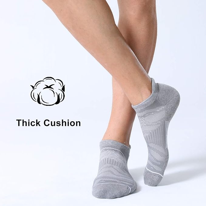 FITRELL Men's 6 Pack Ankle Running Socks Low Cut Cushioned Athletic Sports Socks 7-9/9-12/12-15