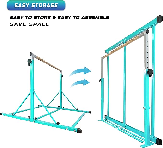 Marfula Gymnastic Bar For Kid and Teenage of 3-25, 5Ft/8 FT Base Length 4Ft Width 5Ft Adjust Height, Gymnastic Kip Bar For Gymnast, Gymnastic Training Equipment For Professional Training Home Club Use