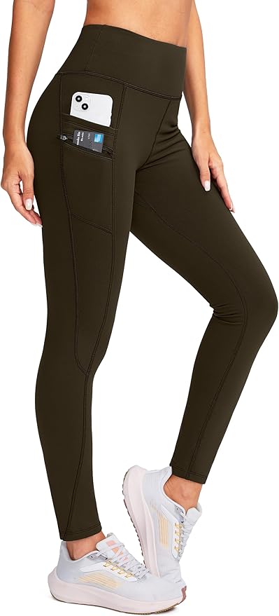 G Gradual Women's Fleece Lined Winter Leggings with Pockets Water Resistant High Waisted Thermal Warm Pants Running Hiking