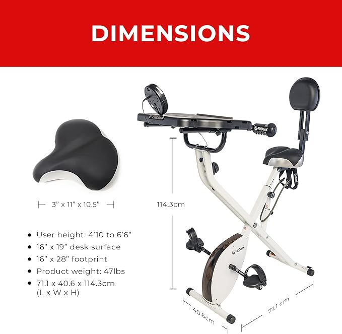 FitDesk Bike Desk 3.0 and Extension Kit Bundle - Adjustable Height Standing Desk Exercise Bike and Clamp-On Extender Attachment