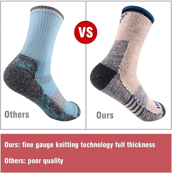 FEIDEER Men's Hiking Walking Socks, Multi-pack Wicking Cushioned Outdoor Recreation Cotton Quarter Crew Socks
