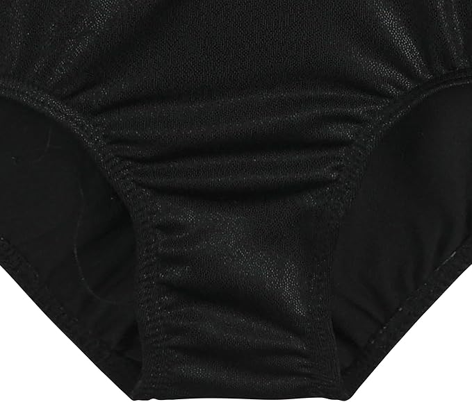 BAOHULU Leotards for Girls Gymnastics Long Sleeve Embroidery Shiny Black Diamond Dance Clothes