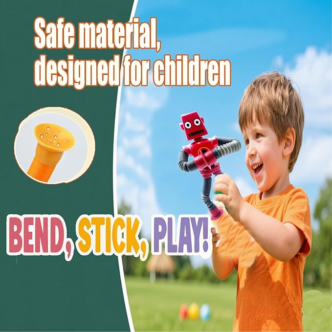 36PCS Telescopic Suction Cup Robot Toy,pop Tubes,Toys for Kids,Toddler Travel Toys,Toddler Sensory Toys,figette Toys,Fidget Toys for Kids,Treasure Box prizes,Small Toys for Kids prizes