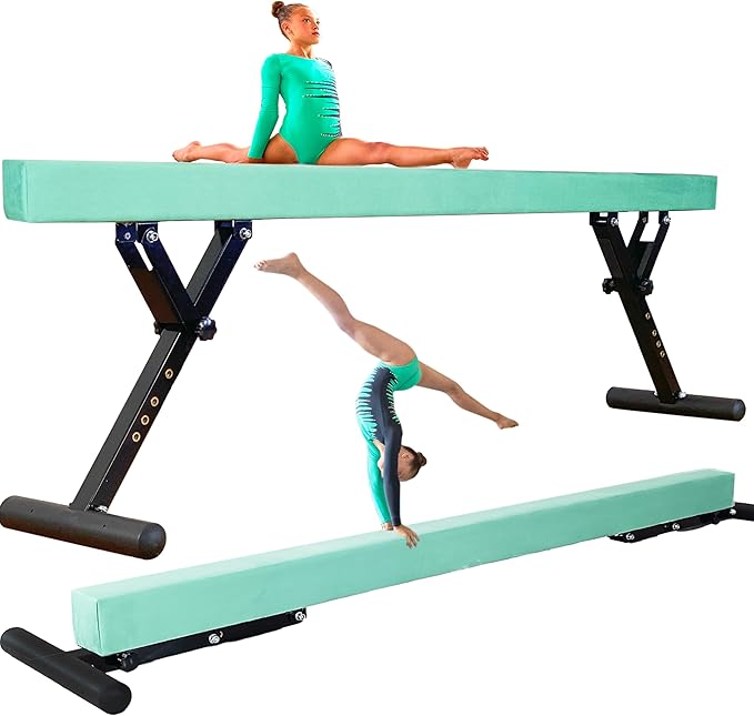 PreGymnastic 8FT Balance Beam, Raised Gymnastics Beam for Kids Ages 3-12, Home Gym Equipment for Training, Adjustable Balancing Beam Indoor, Off-Ground Competition Style