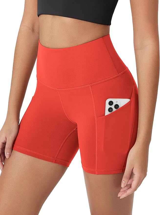 ODODOS Women's Tummy Control Biker Shorts 2.0 with Pockets High Waist Athletic Workout Yoga Shorts-3.5''/ 5"/ 8" / 10" Inseam