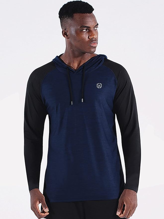 NELEUS Men's Dry Fit Athletic Shirt Workout Running Long Sleeve Shirts with Hoods