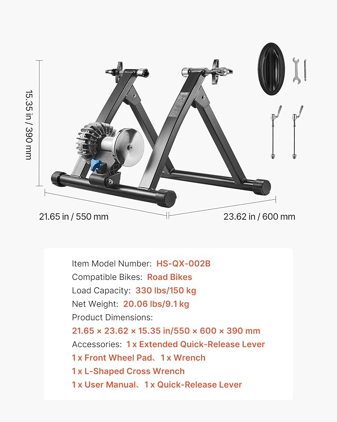 VEVOR Bike Trainer: 3 Types - Smart (1-13L, Compatible with Zwift App), Fluid, or 6L Magnetic for 26-29"/700C Wheels, Foldable Stand with Quick Release & Wheel Riser Block