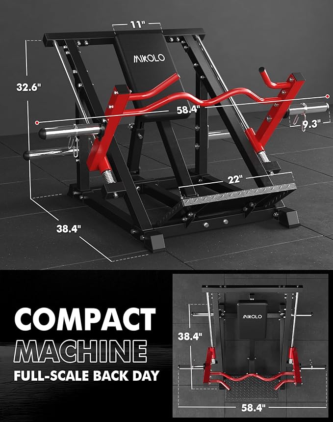 Mikolo Linear Row Machine, Back Workout Machine for Home Gym, Plate-Loaded Back Machine with Linear Bearing, Back Row Machine LAT Training Equipment SR06 Ultra
