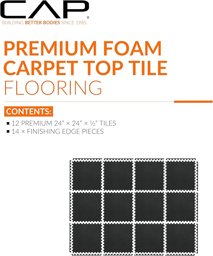 CAP Barbell Interlocking EVA Foam Carpet Puzzle Mat Floor Tiles - 24" x 24" x 1/2" | Multiple Color Options