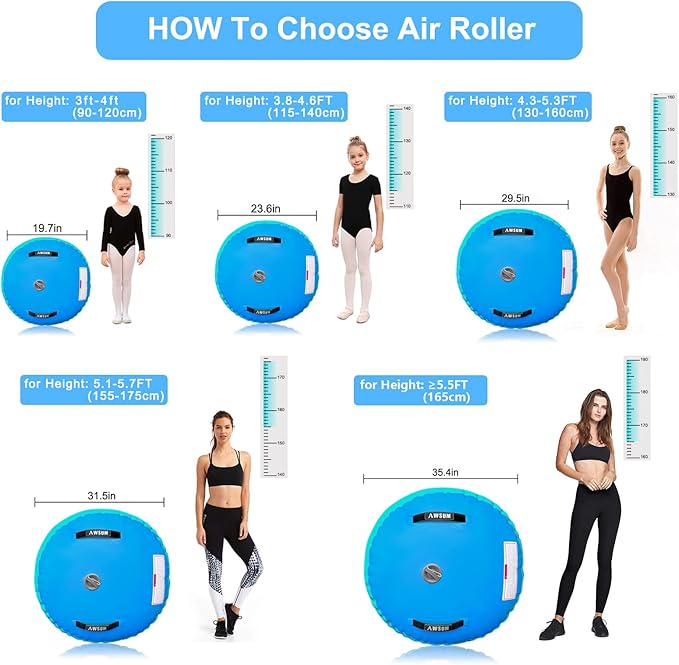 AWSUM Air Roller Gymnastics Barrel Inflatable Tumbling Mat Back Handspring Trainer for Octagon Mat Gym Home Gymnastics Equipment 1PCS，No Electric Pump