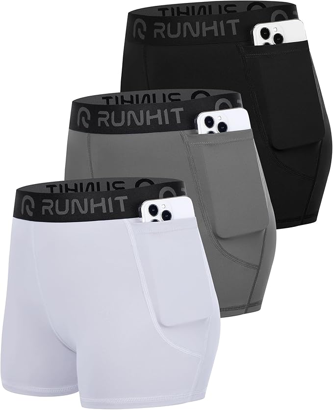 Runhit 3" Volleyball Shorts Womens 3 Pack Compression Shorts for Women Spandex Shorts Women Workout Athletic Yoga Gym