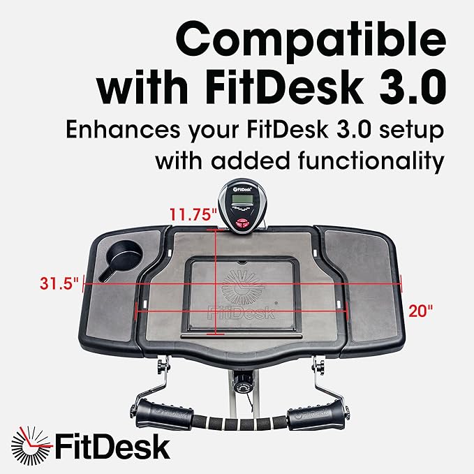 FitDesk Bike Desk 3.0 and Extension Kit Bundle - Adjustable Height Standing Desk Exercise Bike and Clamp-On Extender Attachment