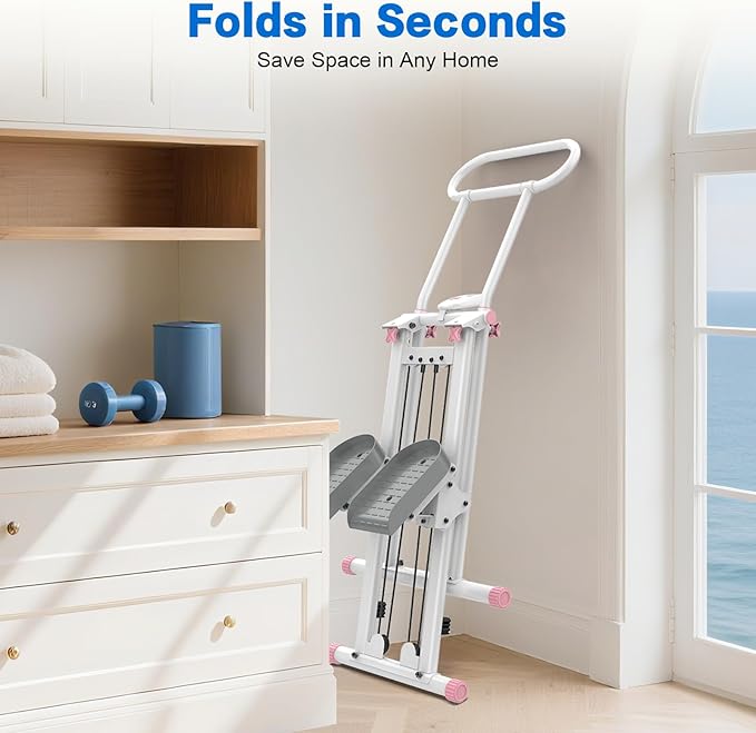 HXD-ERGO Stair Stepper for Home, New Version 6 Adjustable Resistance Vertical Climber Cardio Exercise Machine, Folding Stair Climber for Full Body Workout with Adjustable Handlebar for Women & Men