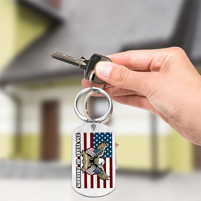 Viayen 250 Years America Flag Keychain, 250th Anniversary USA Merchandise Gift 1776-2026 Commemorative Patriotic Ornament