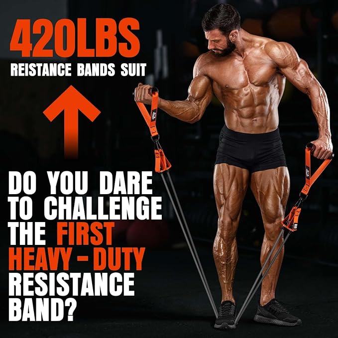 Heavy Resistance Bands for Working Out, 300LBS Exercise Bands with Handles, Workout Bands for Men, Weight Fitness Bands Set for Muscle Training, Strength, Slim, Yoga, Home Gym Equipment