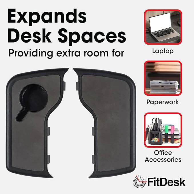 FitDesk Bike Desk 3.0 and Extension Kit Bundle - Adjustable Height Standing Desk Exercise Bike and Clamp-On Extender Attachment