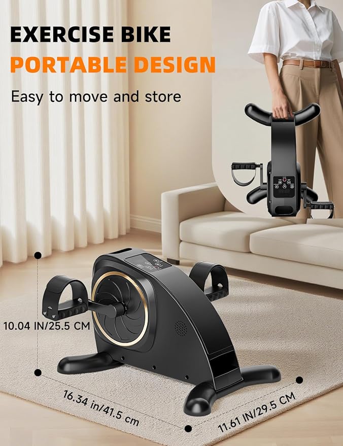 Under Desk Exercise Bike, Mini Exercise Bike Electric Pedal Exerciser for Seniors & Leg/Arm Fitness,12 Adjustable Speeds & LCD Display, Foot Exerciser for Physical Therapy, Exercise Bike for Seniors
