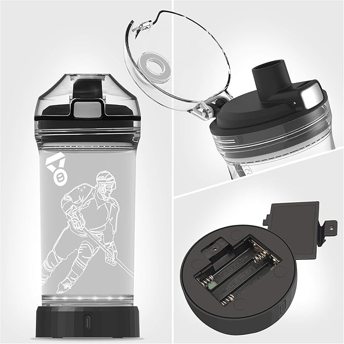 YuanDian Hockey Gifts for Boys, Light Up Water Bottle - 14 OZ Tritan BPA Free Eco-Friendly - Cool LED Sport Cups Gift for Hockey Player School Kids Girl Child Christmas Holiday