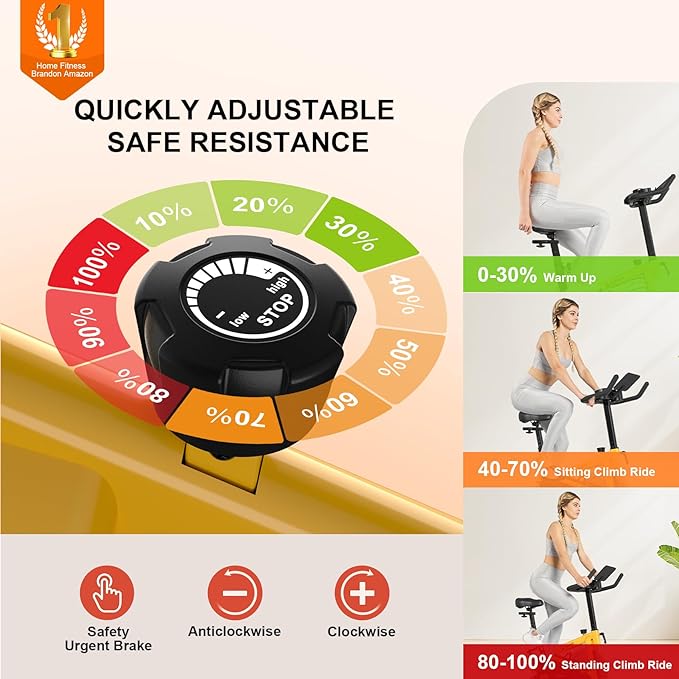 Exercise Bikes for Home,Indoor Cycling Bike with Adjustable Magnetic,Brake Pad Resistance Silent Belt Drive,330lbs Weight Capacity &Upgraded Version Seat for Home Cardio&Weight Loss