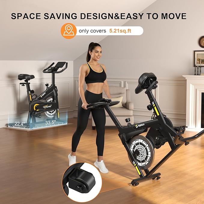 Exercise Bikes for Home,Indoor Cycling Bike with Adjustable Magnetic,Brake Pad Resistance Silent Belt Drive,330lbs Weight Capacity &Upgraded Version Seat for Home Cardio&Weight Loss