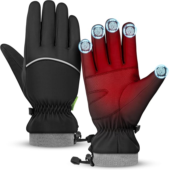 Waterproof Winter Gloves, Thermal Touchscreen Cold Weather Ski Snow Warm Windproof Gloves for Cycling Running Hiking Driving Camping Men Women