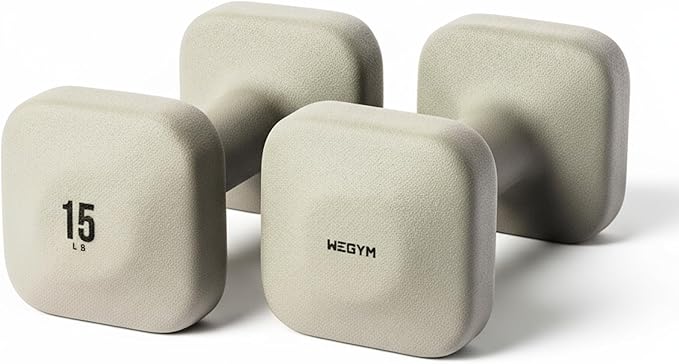 WeGym SafeGrip Square Dumbbells with Anti Slip Handles, Aesthetic Free Weights for Home Workouts, Stable Design Prevents Rolling during Floor Exercises