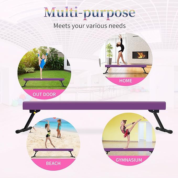 EL&IT·Wings 6FT/8FT Gymnastic Balance Beam for Kids, Adjustable Balance Beam with Leg, High and Low Level Floor Beam, Gymnastics Equipment for Home and Gym Center