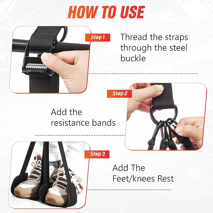 Pull Up Assistance Bands 300 lbs – Heavy Duty Adjustable Pull Up Bar Resistance Bands Set with 4 Assistance Bands, Dual Foot Rest, Nylon Straps & Door Anchor for Unisex Home Gym Strength Training