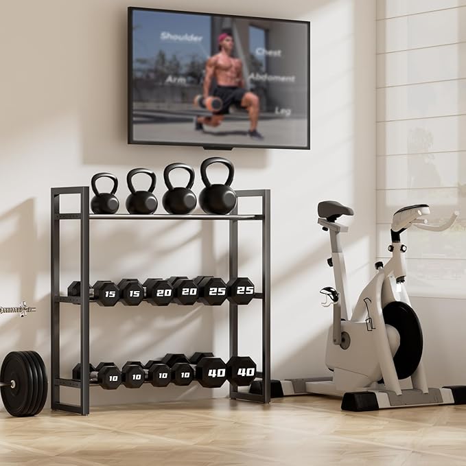 Pickpiff 3 Tier Dumbbell Rack Weight Rack Stand Only for Home Gym Storage Organizing Dumbbells Up to 390 lb Capacity