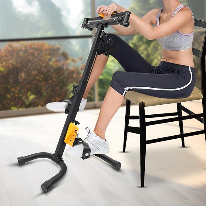 Bike Pedal Exerciser, Foldable Pedal Exerciser for Seniors, Arm Exerciser,Home Pedal Exercise Bike for Legs and Arms Workout, Healthy & Fitness Equipment,Adjustable Design