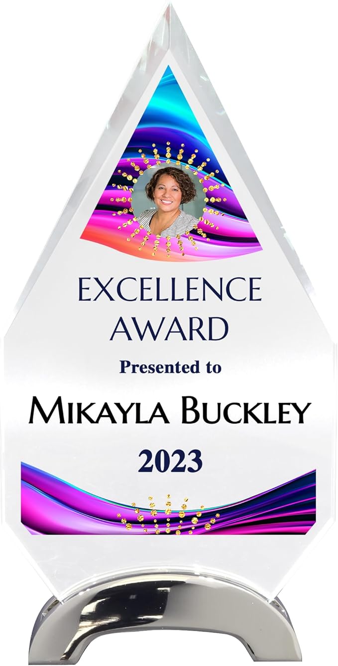 9 1/4" Personalized Glass Plaque for Awards and Trophies, Custom Award for Employee of the Month, Retirement, Leadership and Appreciation Gift P (Design 6)