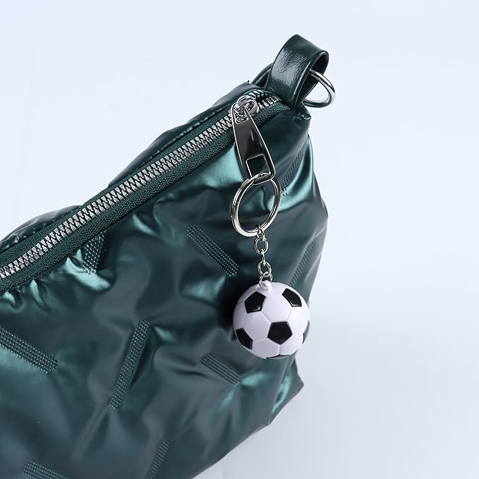 4Pcs Soccer Keychains, Funny Backpack Charms Key Chains, PVC 1.5inch/3.8cm Football Keychain