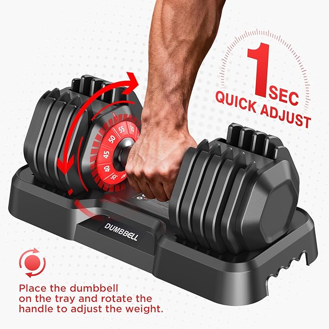 Adjustable Dumbbells Set of 2, Durable Weights Dumbbells Set, 10 in 1/15 in1 Weights Set with Anti-Slip Grip, Fast Adjust Gym Equipment Space Saving for Home Strength Training