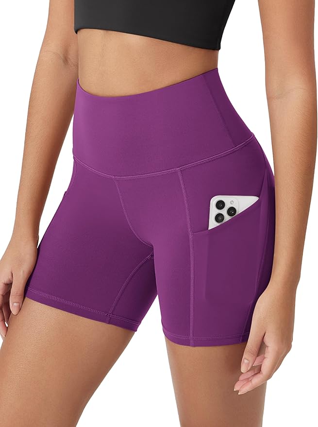 ODODOS Women's Tummy Control Biker Shorts 2.0 with Pockets High Waist Athletic Workout Yoga Shorts-3.5''/ 5"/ 8" / 10" Inseam