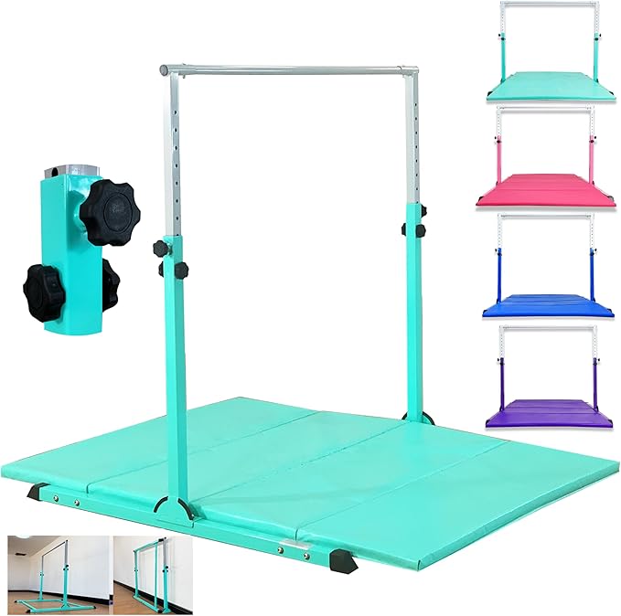 MARFULA Gymnastic Bar with 4 ft Inner Width 5 ft Adjust Height for Kids Kip Bar with 350 lbs Gymnastic Training Equipment for Kids 3-15 Years Home and Club Use