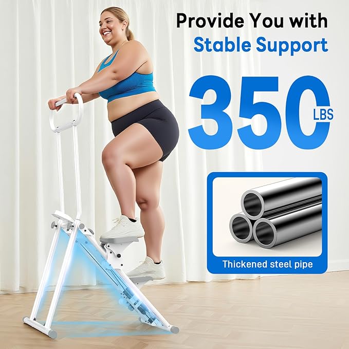 ERGOLIFE Stair Stepper with 6-Level Adjustable Resistance, 350lbs Upgrade Foldable Stairmaster Machine for Home Gym Workout, Cardio Stair Climber with Low Noise (White)