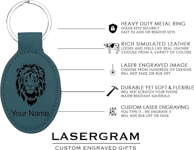 LaserGram Oval Keychain, Soccer Ball, Personalized Engraving Included