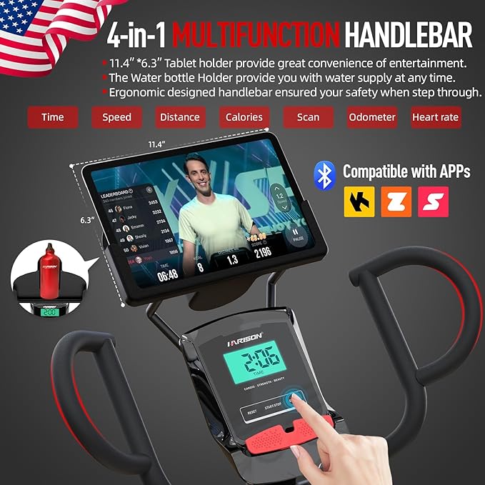 HARISON Pro Recumbent Exercise Bike 400 lbs Capacity, Semi-Commerical Magnetic Recumbent bike for Adult and Seniors, Recumbent Stationary bike for Home with Smart Bluetooth App, 2 in 1 LCD Monitor and Tablet Holder