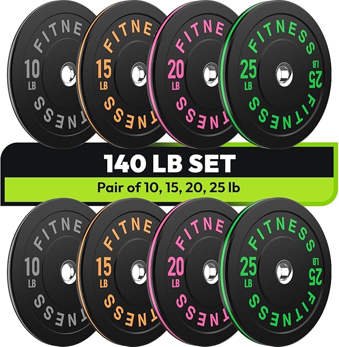2-Inch Weight Plates High Bounce, Olympic Bumper Plate Set 45/100/160/190/260/300lb, Colored Weight Plates Set for Home Gym, Barbell Weights Rubber Strength Training Plate for Weight Lifting